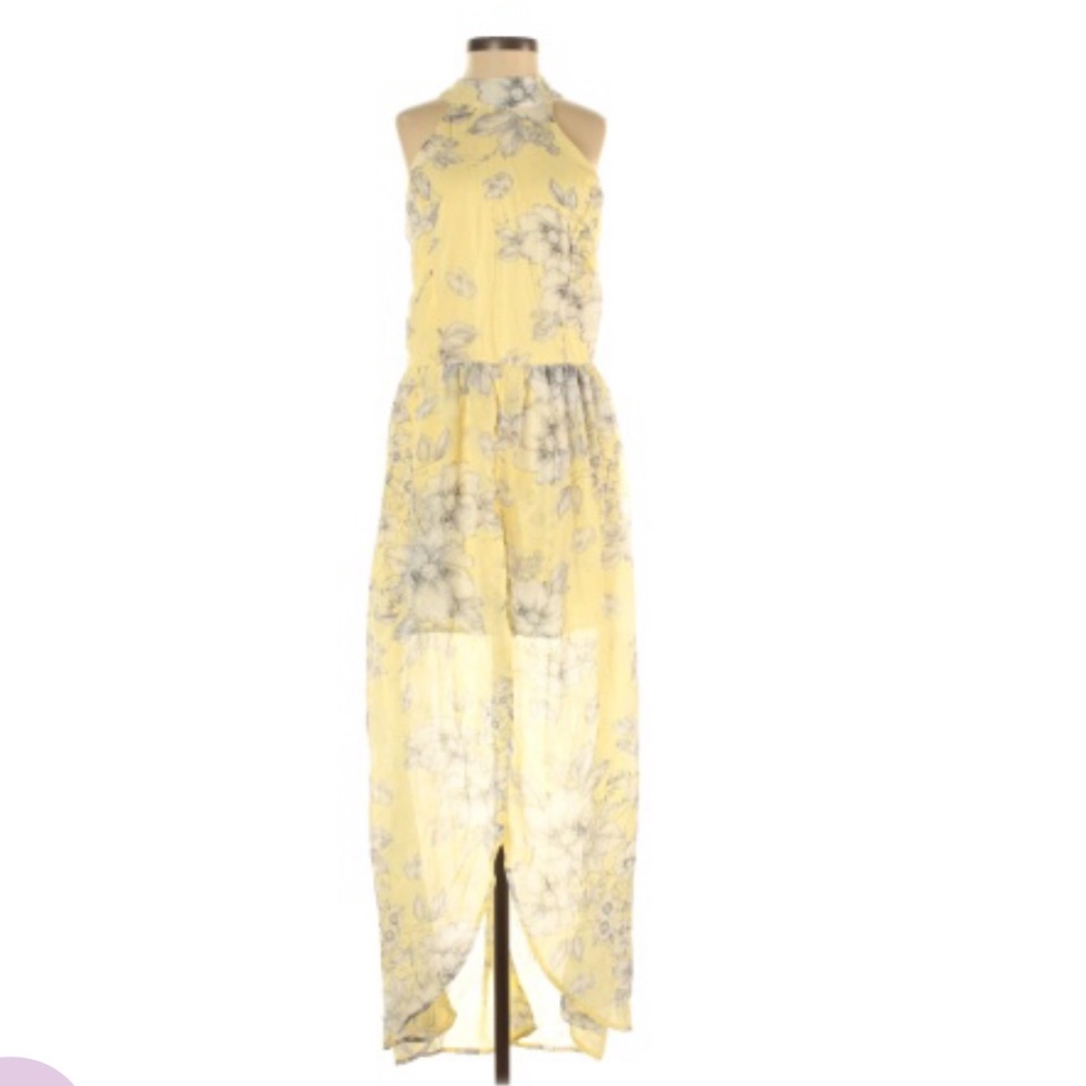 Yellow floral romper dress